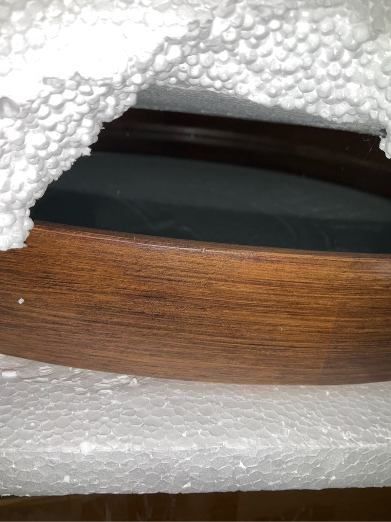 Condition photo showing Good Condition for round mirror 24 inch, brown wood mirror, wall circle mirrors, large wood frame mirror, round mirrors for wall decor, bathroom mirror, nursery mirror