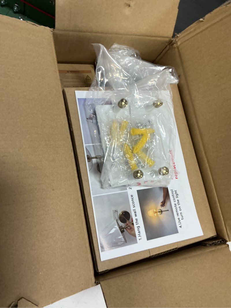 Condition photo showing New/Like New for Peel and Stick Wall Sconces, Stick On Wall Sconce Set of 2, Battery Operated Wireless Adhesive Wall Lights, Corn Bulb with 10000mAh Battery, Easy Install for Bedroom Living Room Wall Decor Gold-Black 19.68inch