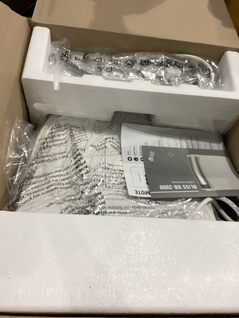 Condition photo showing As Is for Bio Bidet BB2000 Bliss Electric Bidet Toilet Seat, Warm Water with Air Dryer, Heated Seat with Sensor and Slow Close Lid, Night Light, Remote Control, Elongated, White Elongated Premium Bidet