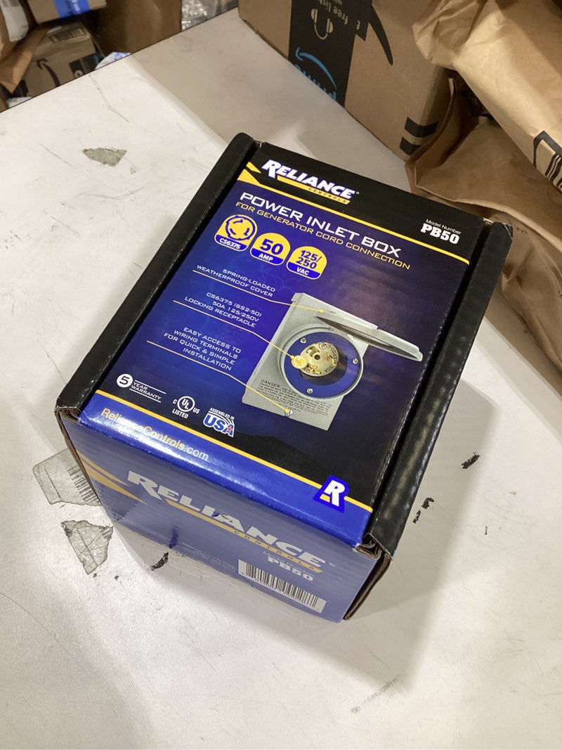 Condition photo showing As Is for Reliance Controls PB50 50-Amp (CS6375) NEMA 3R Power Inlet Box,Gray