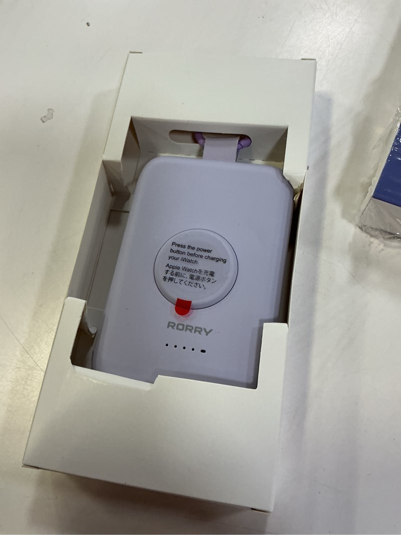 Condition photo showing Good Condition for rorry portable charger, 5000mah portable charger power bank with built-in cables, travel keychain battery pack for apple watch ultra/11/10/9/8/7/6/se, iphone air/17/16/15/14/13/12, purple