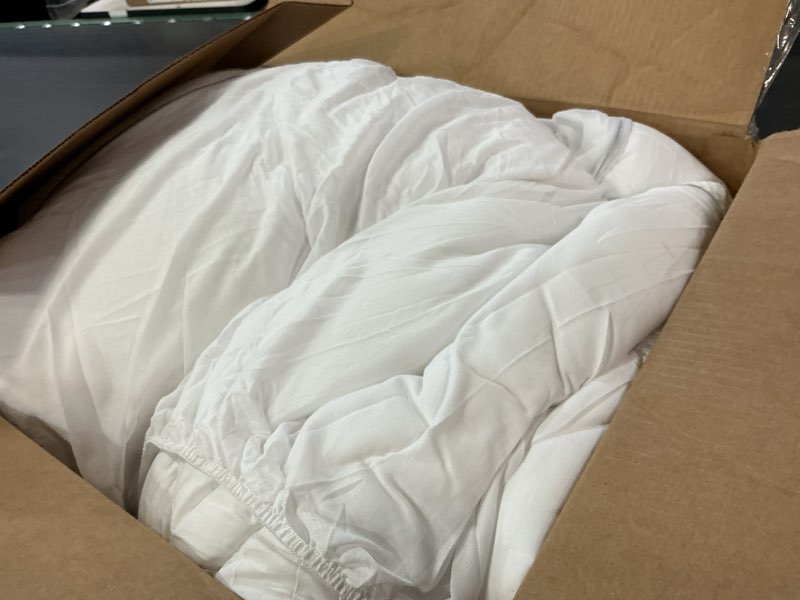 Condition photo showing As Is for 3 Inch Ultra-Fluffy Memory Foam Mattress Topper Cal King for Back Pain, Extra Soft Pillow Top Cal King Mattress Topper with 4X Support, Mattress Pad with Breathable Air Mesh Sides, 6-21'' Deep Pocket White California King