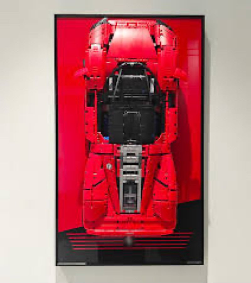 iCUANUTY Display Wall Mount for Lego Technic Ferrari Daytona SP3 42143, Unique Decorative Metal Fram