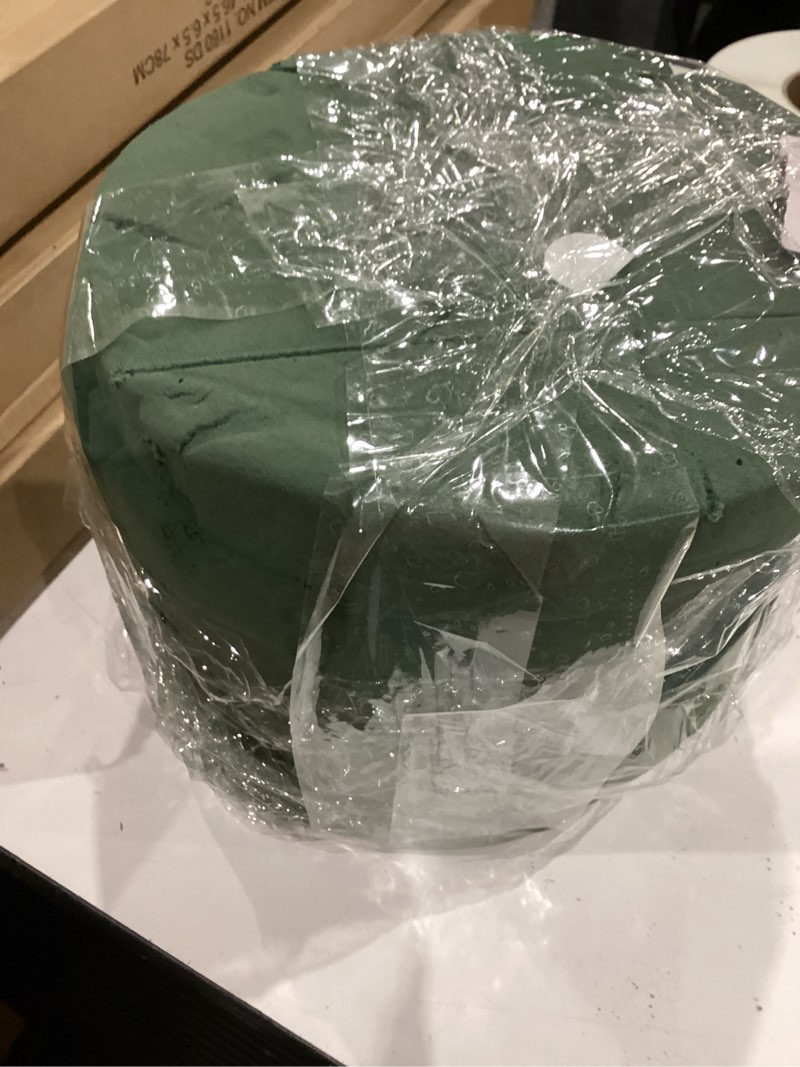 Condition photo showing As Is for flofare floral foam round blocks for flower arrangements, green florist flower foam for fresh & artificial flowers, wedding & party décor (large 9.8) extra large 9.8"