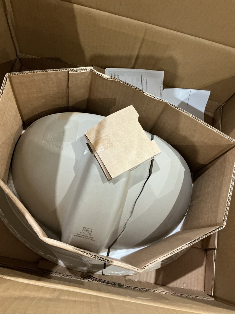 Condition photo showing As Is for project source huxley vitreous china 20.0-in drop-in oval traditional white bathroom sink