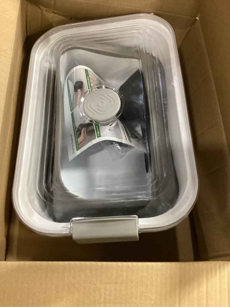 Condition photo showing Good Condition for Rice Storage Container, Collapsible Airtight Food Storage Containers 20-30lbs with Clear Lid and Wheels, Rice Dispenser with Scoop for Flour Cereal Pasta Grain, Cat Pet Bird Dog Food Storage Container