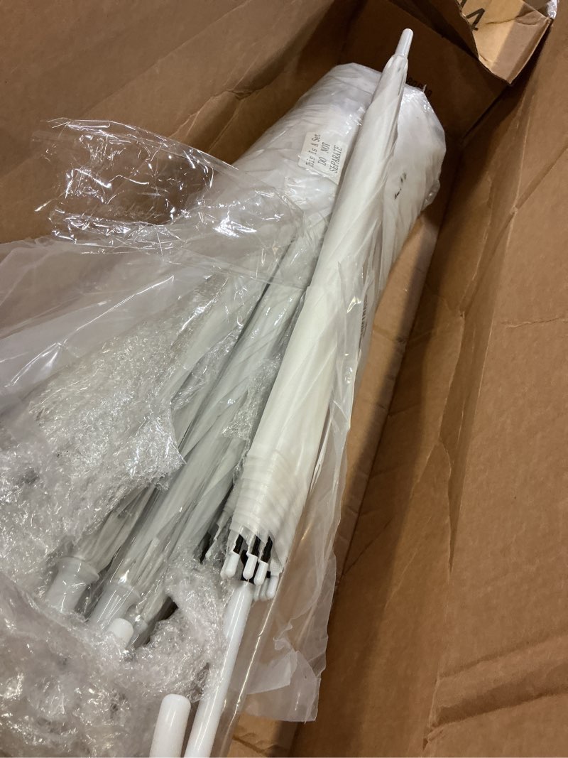 Condition photo showing New/Like New for saintrygo 20 pack clear umbrellas bulk,windproof waterproof stick wedding umbrellas with j hook handle for outdoor events ivory white