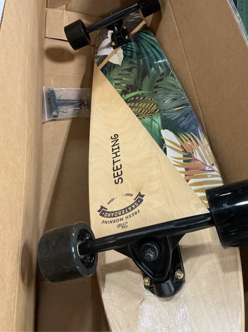 seething 42 inch longboard skateboard complete cruiser, the original artisan maple skateboard cruiser for cruising, carving, free-style and downhill (jungle)