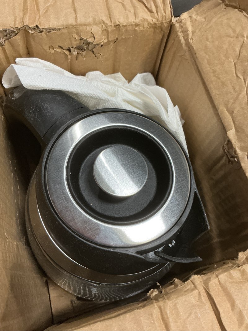 Condition photo showing As Is for Chefman Electric Kettle with Temperature Control, 5 Presets LED Indicator Lights, Removable Tea Infuser, Glass Tea Kettle & Hot Water Boiler, 360° Swivel Base, BPA Free, Stainless Steel, 1.8 Liters 1.8L - Stainless Steel - Tea Infuser - Temperature Control