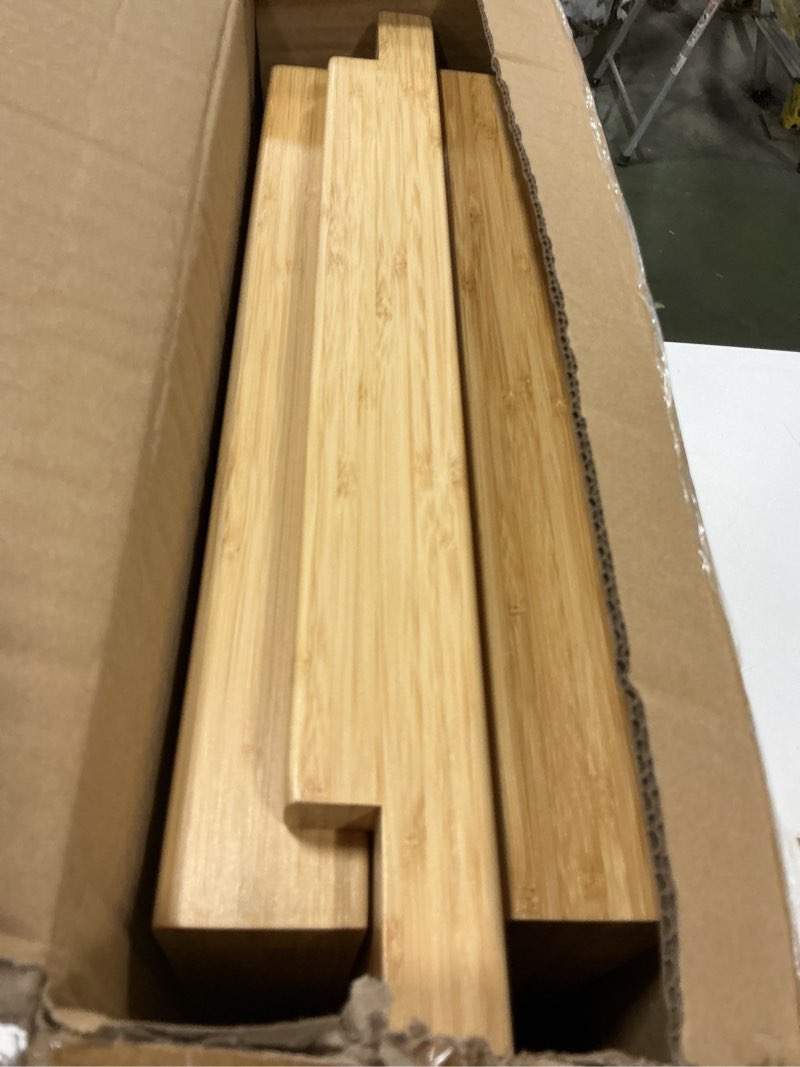 Condition photo showing As Is for Small Bamboo Dining Bench, 17inch Farmhouse Decor Indoor Kitchen Table Bench, Entryway Shoe Rack Bench, Outdoor Bench, Solid Bamboo Benches for Living Room, Hallway, Bedroom, Bathroom Small Nature