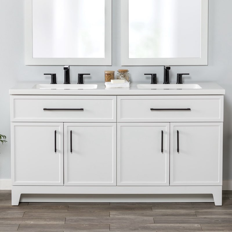 Style Selections Potter 60-in White Double Sink Bathroom Vanity
