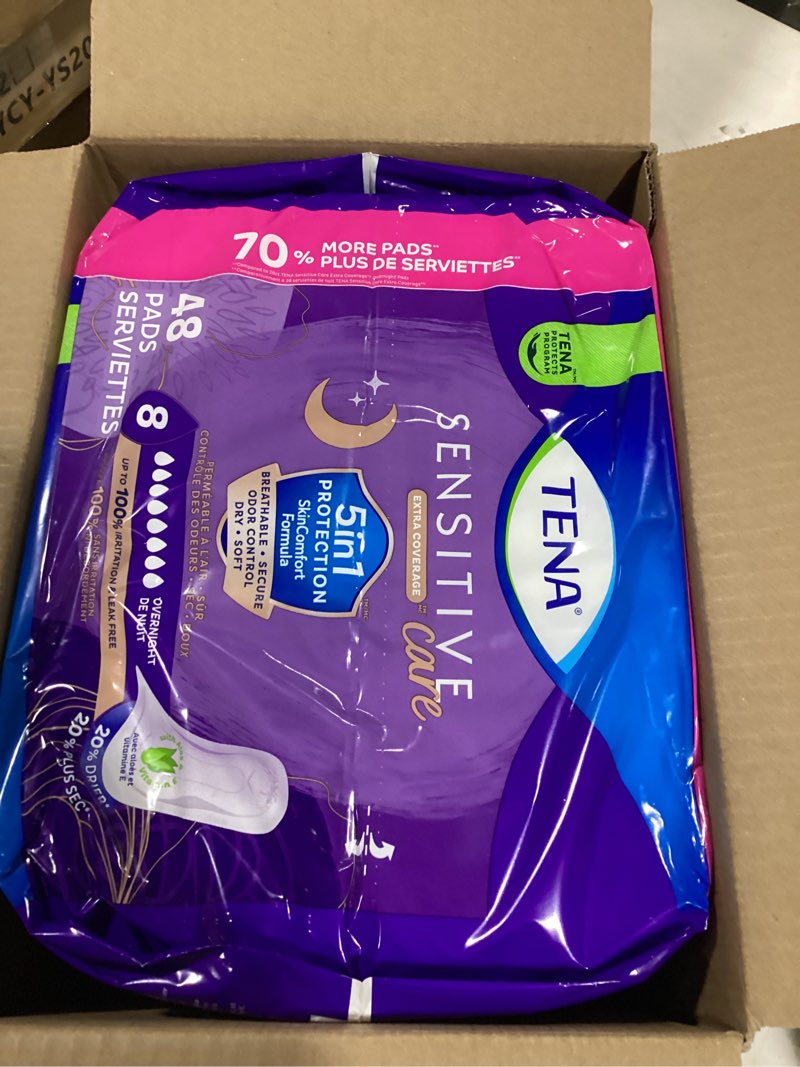 Condition photo showing New/Like New for Tena Sensitive Care Incontinence Pads, Bladder Control, Postpartum for Women, Overnight Absorbency, Extra Coverage, 48 Count