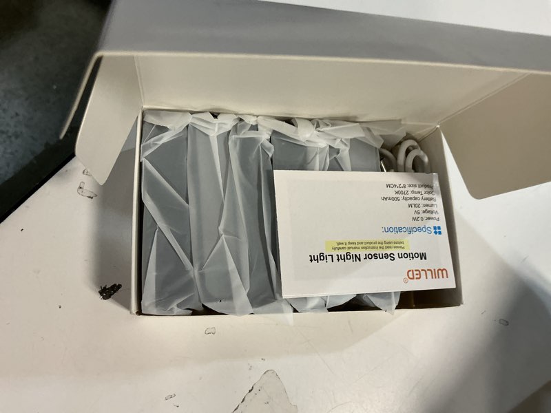 Condition photo showing Good Condition for WILLED Rechargeable Night Light, Wireless Stair Lights Indoor, Warm White Motion Sensor Light Indoor, Stick-Anywhere, Battery Powered Night Light for Hallway, Stairway, Bathroom, Bedroom, 6 Pack Black 6 Pack