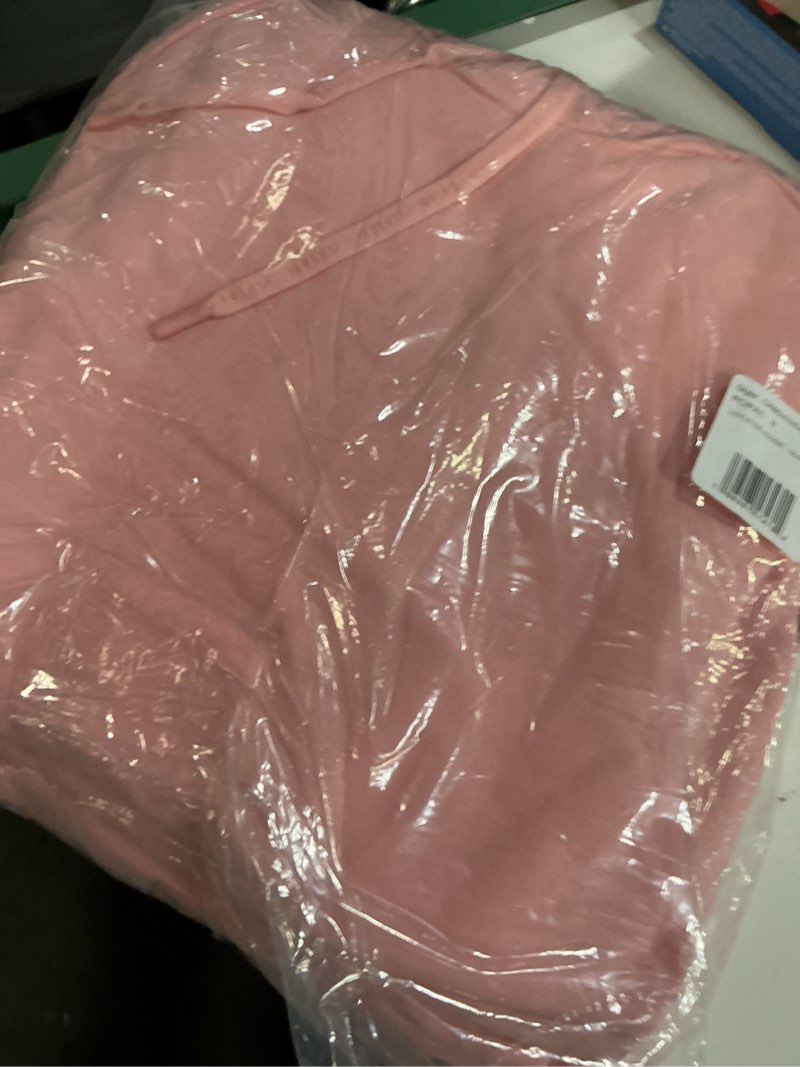 Condition photo showing New/Like New for (pack 6)  gaiam men's lotus oblong hoodie, relaxed fit, stretch heavyweight terry material small quartz pink