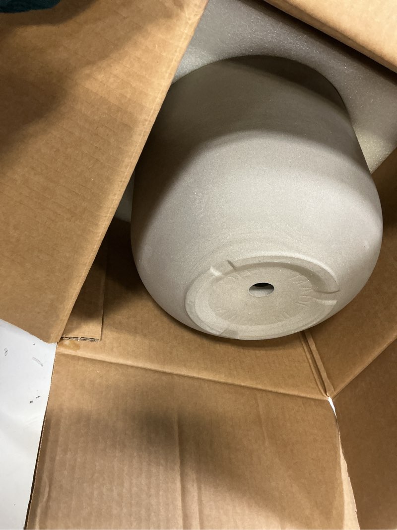 Condition photo showing Good Condition for le tauci 10 inch plant pot, ceramic pots for plants with drainage hole and rubber plug, plant pots indoor for home garden patio office, cylinder flower planter pot, neutral gray neutral gray 10 inch