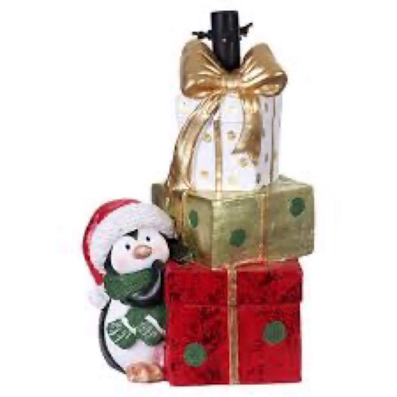 BUTILIVEEN Christmas Tree Stand Base for Artificial Trees, Penguin Statue with Decorative Gift Box D