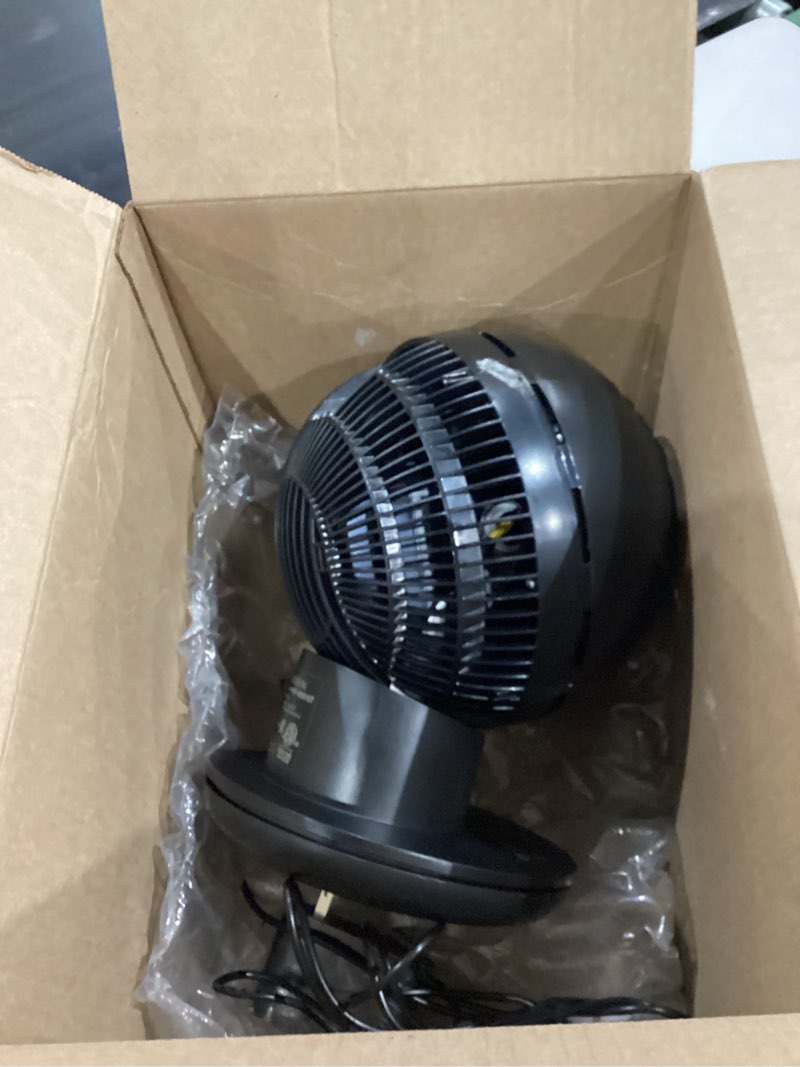Condition photo showing As Is for iris usa woozoo air circulator fan with remote, oscillating, 8 speeds, 82ft max air distance, 120° adjustable tilt, ultra quiet motor, small fan for bedroom, office, dorm, black black 8-speed