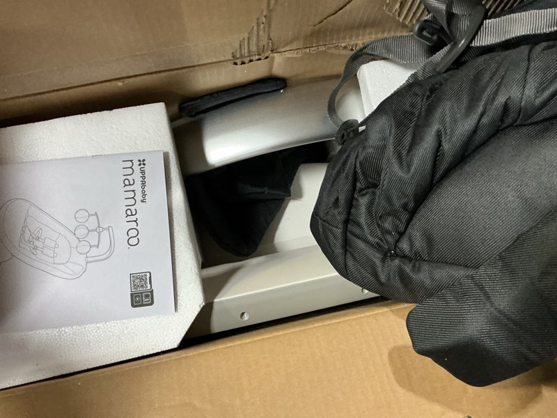 Condition photo showing As Is for uppababy mamaroo smart swing – customizable soothing modes with motionsync technology – infant recline + bluetooth enabled – included newborn insert – jake (charcoal mélange)
