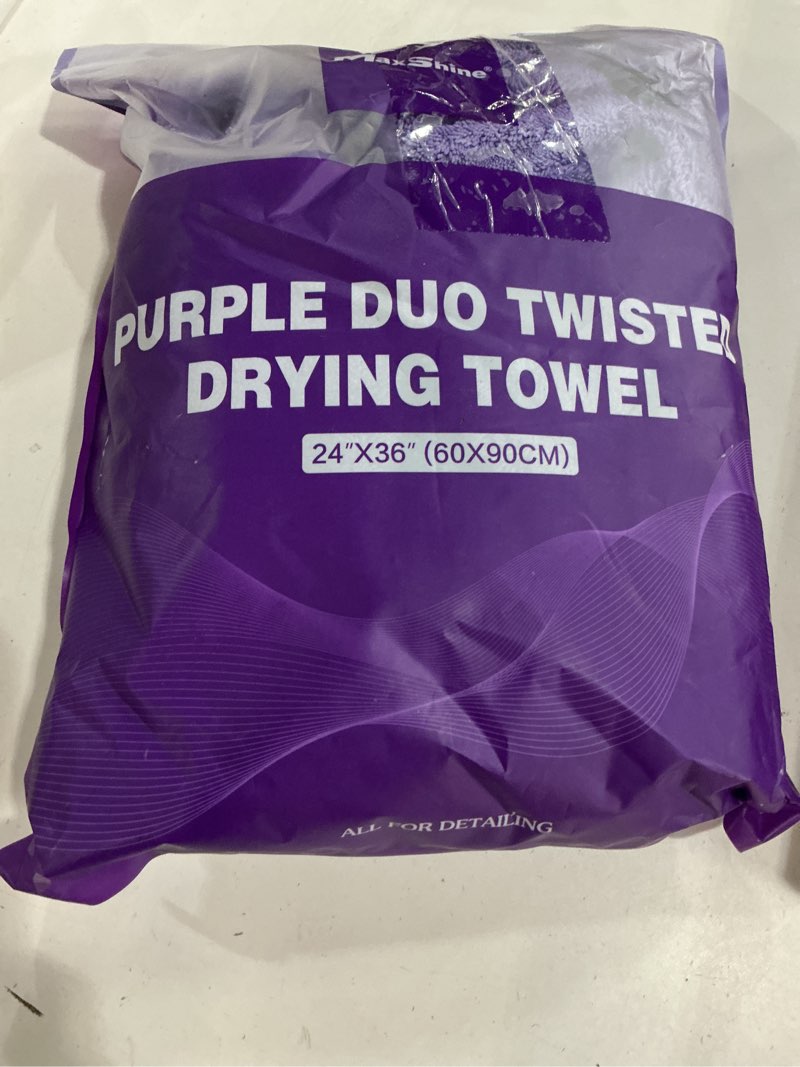Condition photo showing Good Condition for Maxshine 24" x 36" Universal Purple Duo Twisted Microfiber Towel (1200GSM) – Large, Plush, Rinse-Free Double-Sided Drying Towel – Super Absorbent Microfiber for Drying 1 24" x 36" Purple