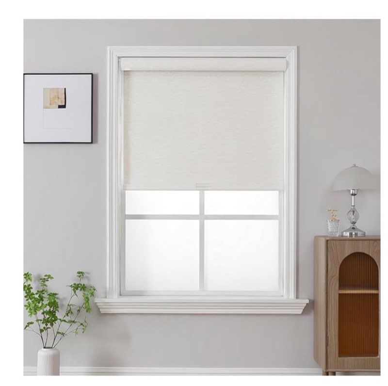 joydeco natural woven roller shades for indoor windows, cordless blackout blinds with curved valance