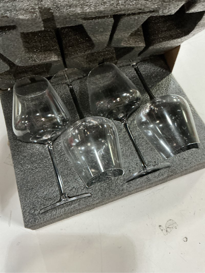 Condition photo showing Good Condition for red wine glasses set of 4, premium crystal wine glasses hand blown,15 oz,thin rim,long stem,perfect for red or white,daily use,unique wedding anniversary or birthday gift red-15oz (4 count)