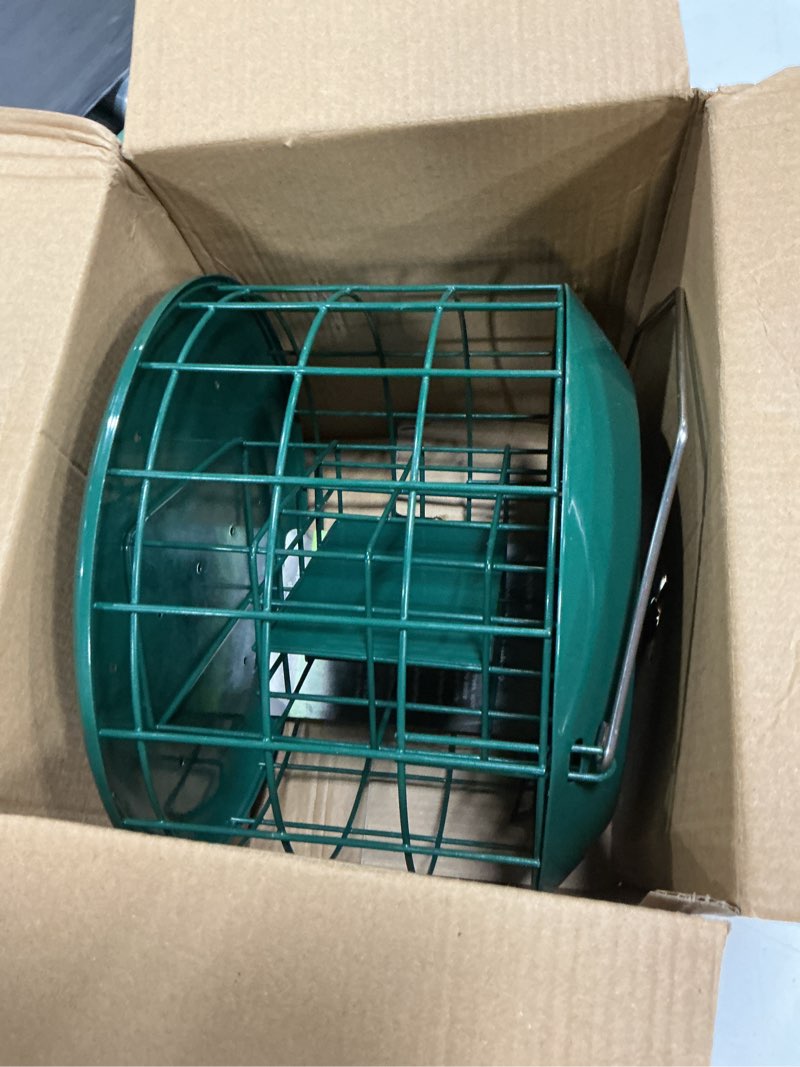 Condition photo showing Good Condition for kingsyard squirrel proof suet feeder, cage bird feeders for outdoors hanging, all metal, double suet cake capacity, tray & weatherproof, green
