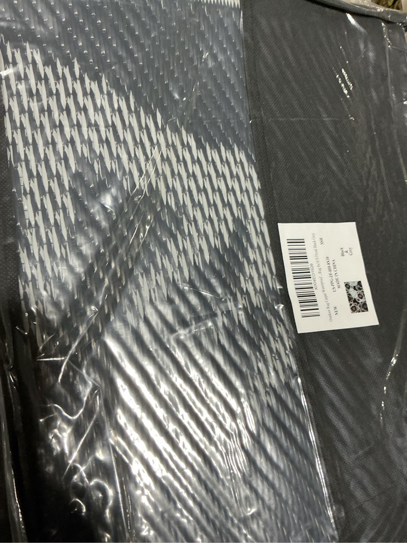 Condition photo showing Good Condition for MontVoo Outdoor Rug 8x10 ft Waterproof Patio Rug-Outdoor Carpet Mat Reversible Plastic Straw Outside Outdoor Rug for RV Camping Picnic Beach Balcony Backyard Pool Deck Porch Farmhouse Floral Black Black&grey 8' x 10' (Rectangular)