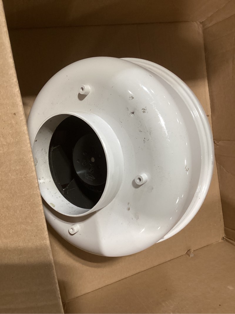 Condition photo showing As Is for RadonAway RP145c Radon Fan P/N 23030-1 Inlet/Outlet Diameter of 4.5 166 CFM Fan RP145c