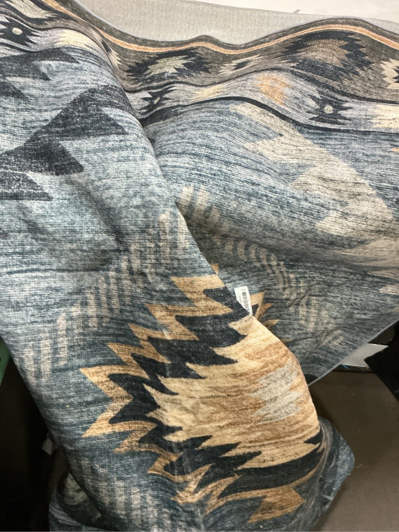 Condition photo showing Good Condition for BESTSWEETIE Area Rug 8x10 Rug Machine Washable Non-Slip Low Pile Print Pattern Western Rug for Living Room Bedroom Navy/Grey Navy/Grey 8' x 10' (Rectangular)