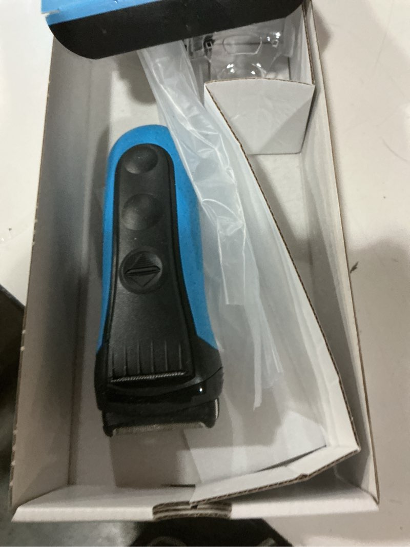 Condition photo showing As Is for braun electric series 3 razor with precision trimmer, rechargeable, wet & dry foil shaver for men, blue/black, 4 piece series 3 shaver