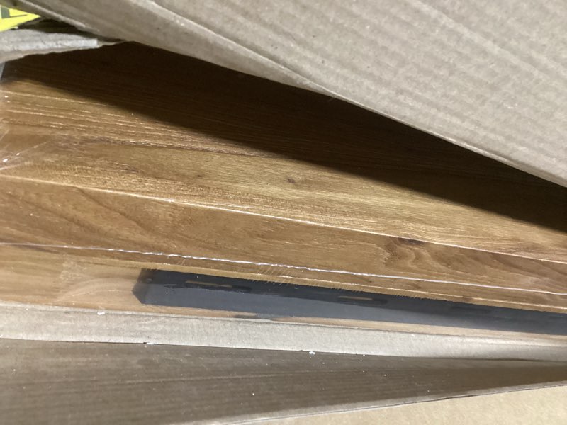 Condition photo showing Good Condition for Fun Memories Floating Shelves for Wall Set of 2, Rustic Solid Elm Wood Wall Shelves 24 Inch - Invisible Bracket Mount for Living Room, Bathroom, Bedroom, Kitchen, Natural Natural Elm Flat Edge, 24"L, 2Packs