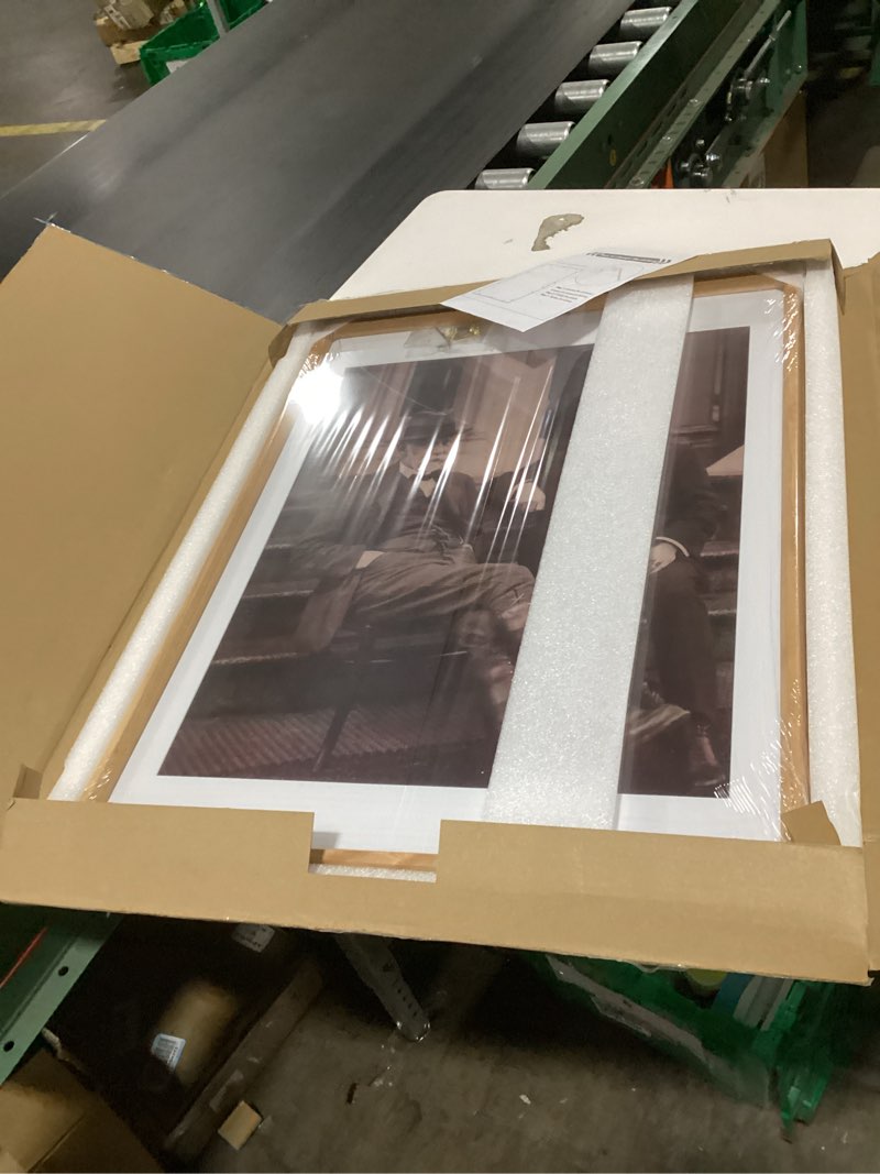 Condition photo showing New/Like New for upsimples 18x24 picture frame, display pictures 16x20 with mat or 18 x 24 without, wall hanging poster frames, natural, 1 pack natural 18x24