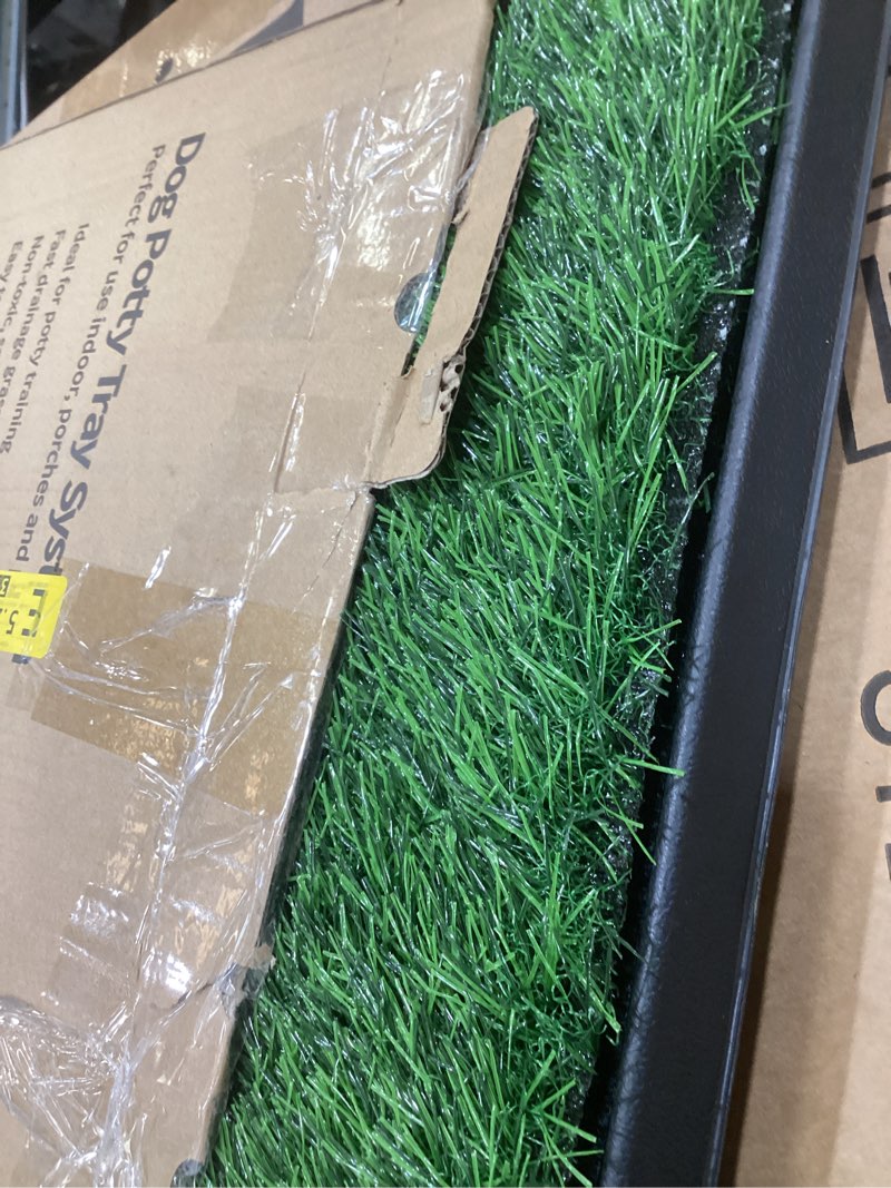 Condition photo showing Good Condition for loobani dog grass pad with tray - dog litter box - indoor potty for apartment and patio training - with 2 packs grass pee pads for replacement, 16×20 inch tray potty 16*20inch