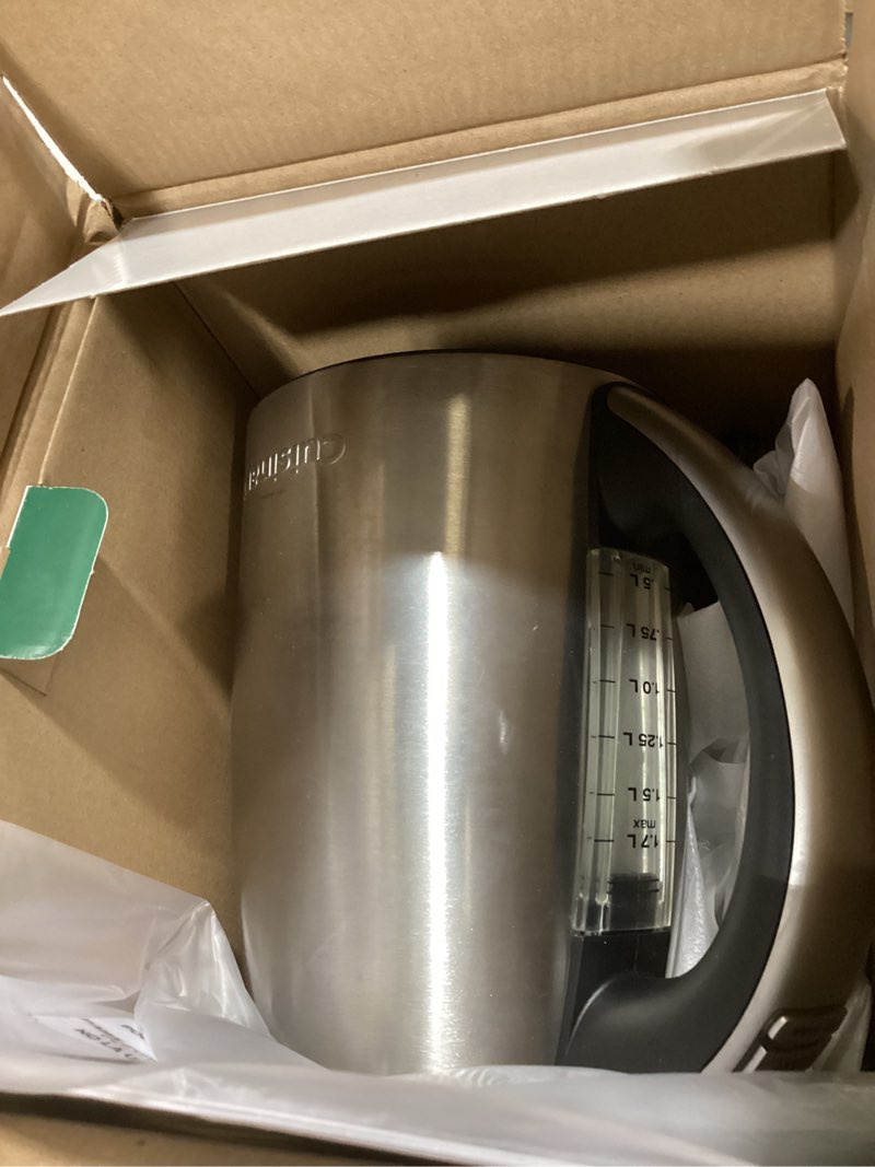 Condition photo showing As Is for Cuisinart PerfecTemp 1.7-Liter Electric Kettle, Cordless Electric Tea Kettle, 1500W for Fast Heat-Up, 6 Preset Temperatures, 30-Minute Keep Warm, Stay Cool Nonslip Handle, CPK-17P1 Stainless Steel PerfecTemp