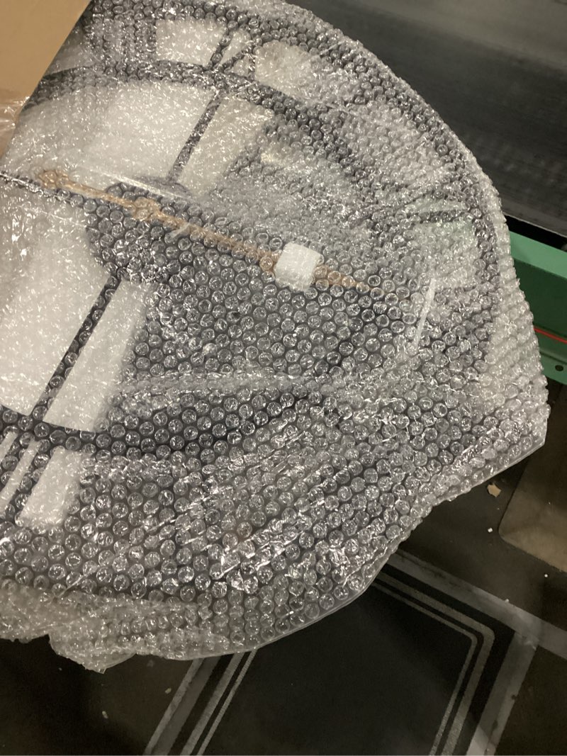 Condition photo showing New/Like New for 24 Inch Large Oversized Farmhouse Modern Decorative Wall Clock for Living Room,Silent Industrial Big Roman Numerals Vintage Metal Round Wall Clocks for Kitchen,Dinng Room,Office Black Roman 24 inch