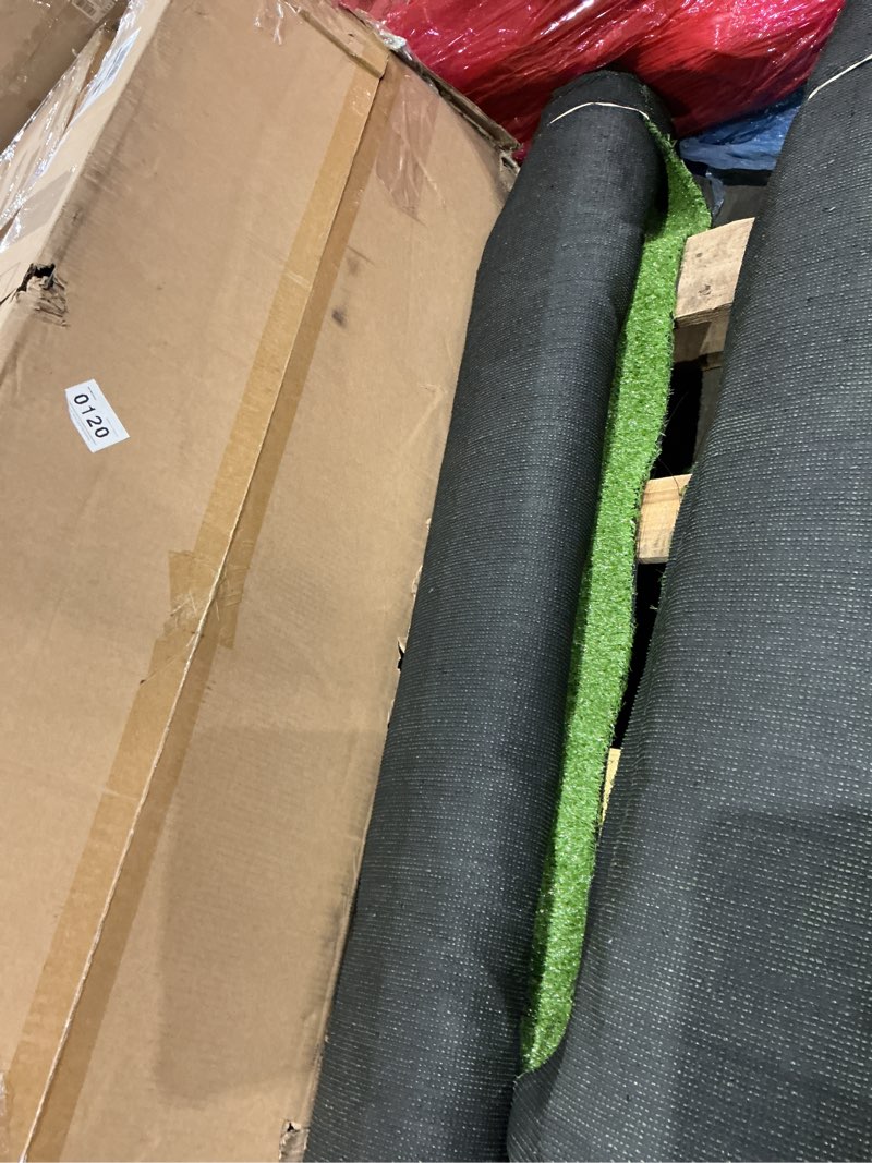 Condition photo showing As Is for artificial grass fake faux grass turf with drainage holes, 10mm synthetic grass mat for patio backyard garden lawn landscape balcony decor, available custom