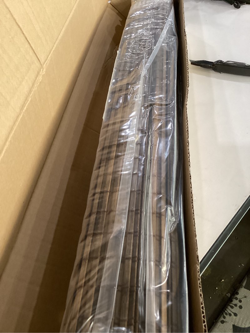 Condition photo showing New/Like New for lazblinds cordless bamboo roman shades, privacy blinds for interior windows, room darkening roll up bamboo blinds for home & patio, 34.5" w x 48" h, highfield teak pricacy - highfield teak 34 1/2" w x 48" h