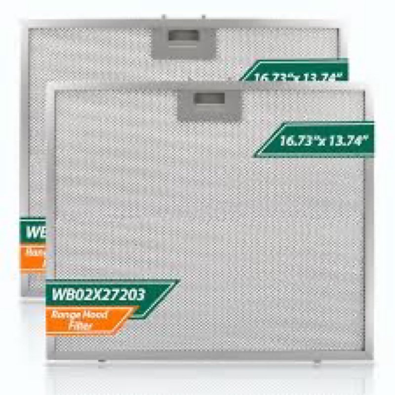2pcs wb02x27203 range hood grease filter compatible with ge jvx5360dj1bb jvx5360dj1ww jvx5360sj1ss j