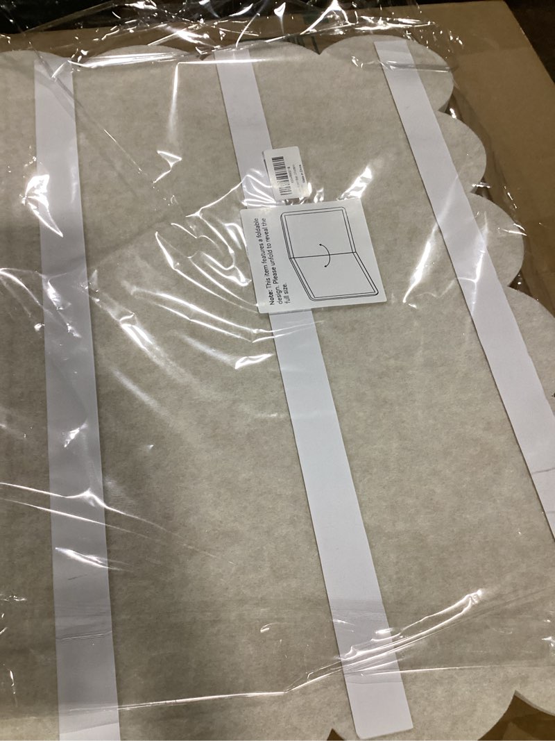 Condition photo showing As Is for lightomorrow scalloped bulletin board, 24 x 18 inches felt pin board - decorative cork alternative for wall, foldable picture self-adhesive vision prayer board with 20 pushpins - oatmeal oatmeal 24×18 inches