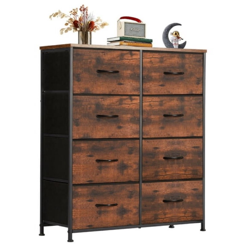 concetta 8-drawer fabric dresser, storage organizer cabinet for living room, bedroom, office, rust