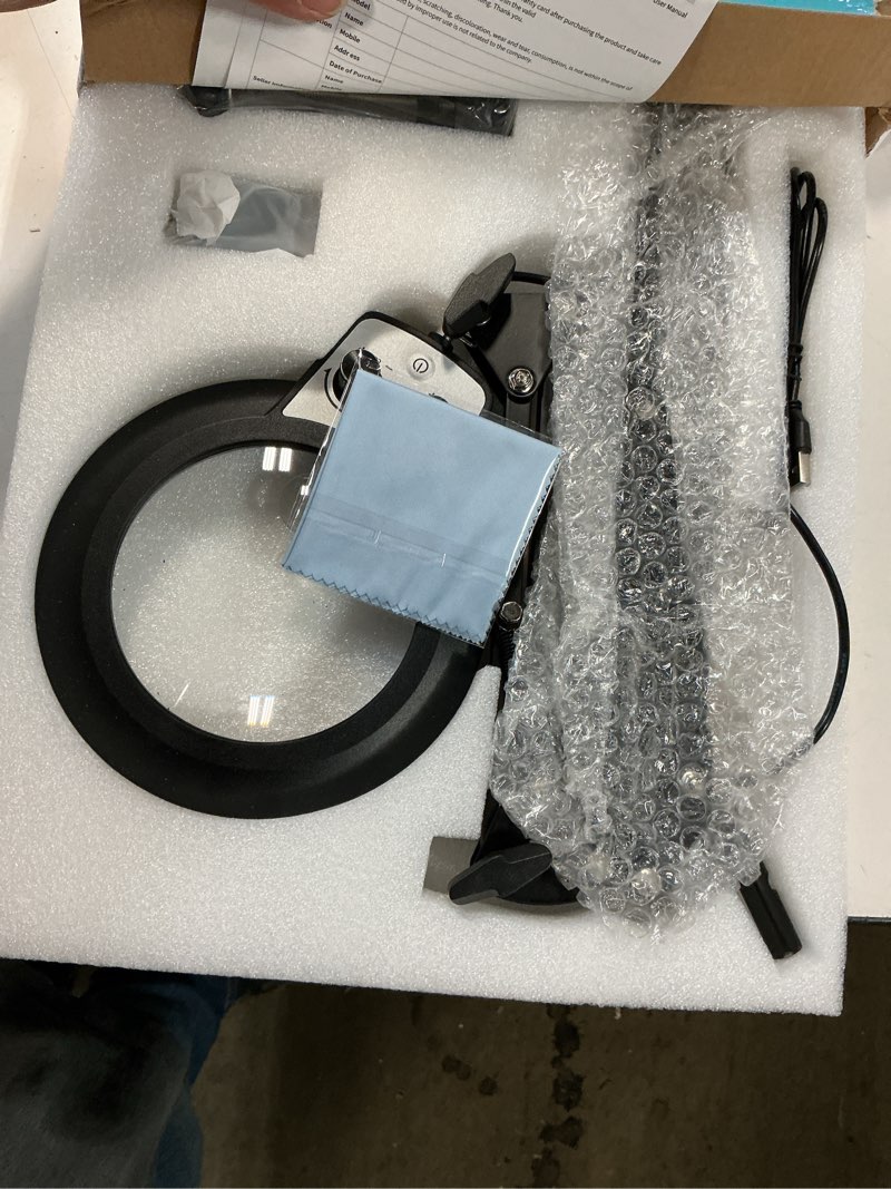 Condition photo showing Good Condition for kirkas 12x & 30x magnifying glass with light and clamp, extra-long arm magnifying lamp overhead knob for workbench craft repair sewing, led lighted magnifier real glass lens stepless dimming and color 12x & 30x extended-arm