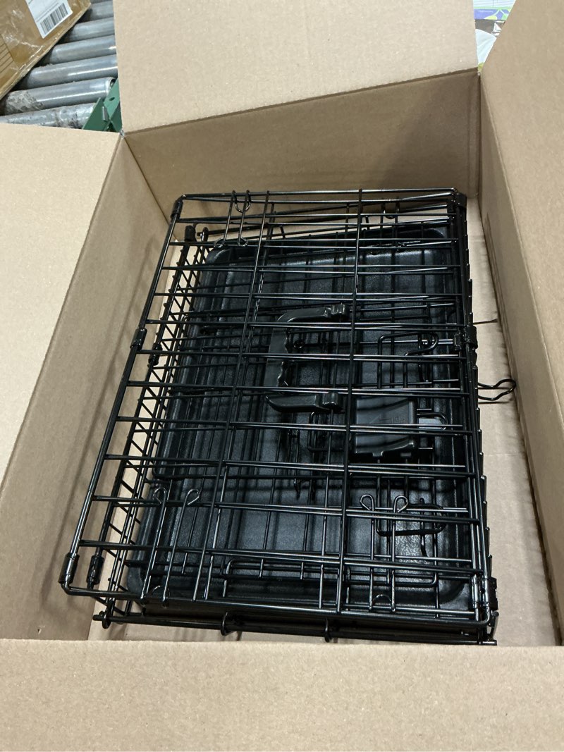 Condition photo showing Good Condition for amazon basics durable, foldable metal wire dog crate with tray, single door, 18 x 12.4 x 15 in, black 18.0"l x 12.4"w x 15.0"h single door no divider