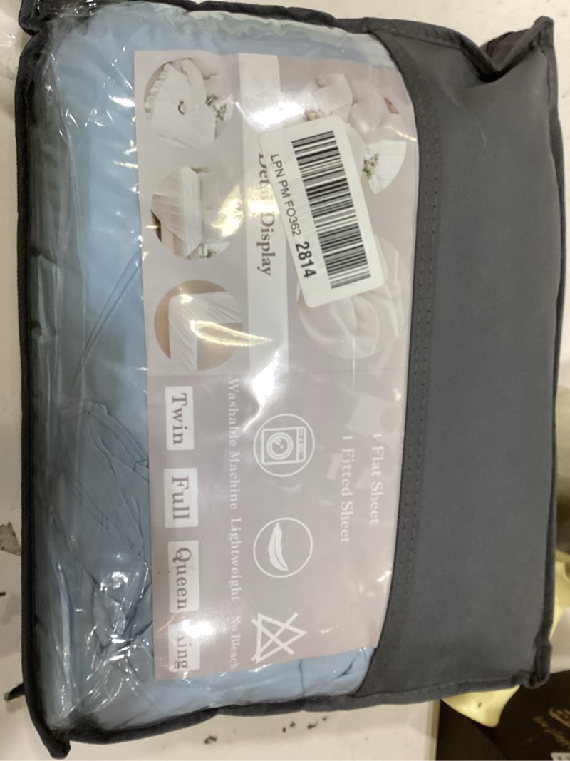 Condition photo showing New/Like New for ANGIYUIN Light Blue Ruffle Girls Comforter Set Twin Size 5 Pieces Ruffled Farmhouse Bed in A Bag Solid Boho Bedding Comforter Sets Soft Fluffy Bed Sets for Kids Girl(Light Blue Twin) Light Blue Twin(5Pcs)