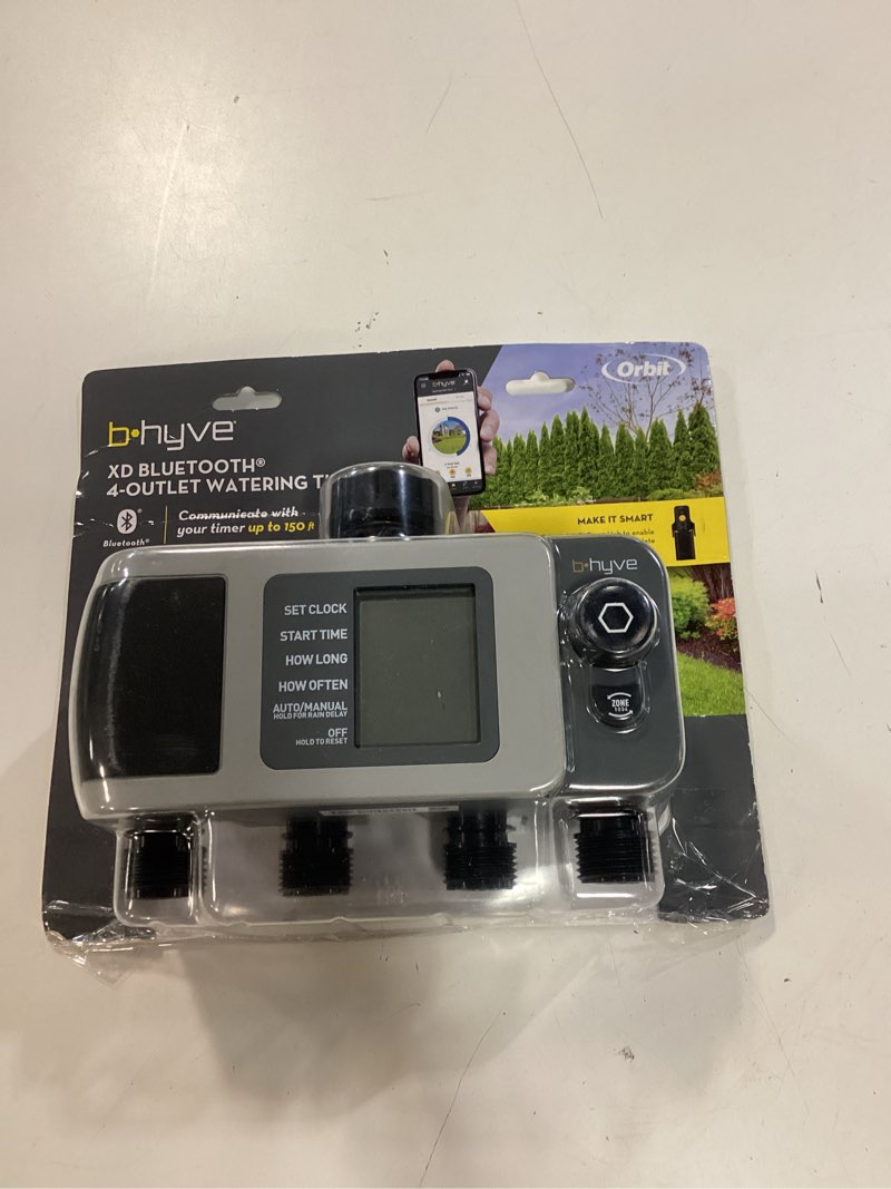 Condition photo showing New/Like New for orbit b-hyve programmable 4 zone sprinkler timer