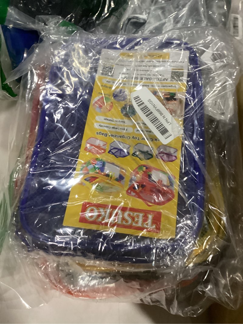 Condition photo showing Good Condition for 6 pack clear toy storage bag with name tag& manual pocket, waterproof transparent pvc toy organizer case for lego bricks, board games, building blocks, puzzles (large capacity, colorful) colorful-6pcs