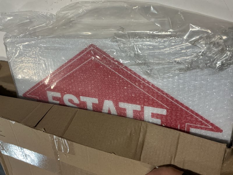 Condition photo showing Good Condition for tandefio 5 pack large 24 x 18 inches double sided estate sale signs set with heavy metal stakes 30 balloons estate sale yard signs with directional arrows(red)