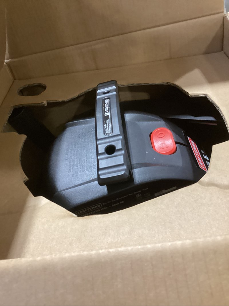 Condition photo showing As Is for craftsman 5-gallon 4 hp corded wet/dry shop vacuum with accessories included