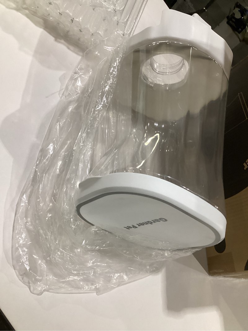 Condition photo showing As Is for gardner pet automatic dog water dispenser gravity stainless steel water waterer feeder, large capacity water feeding bowls for medium & large-sized dogs cats other pets -(2.1 gallon) 2.1 gallon white, not tested