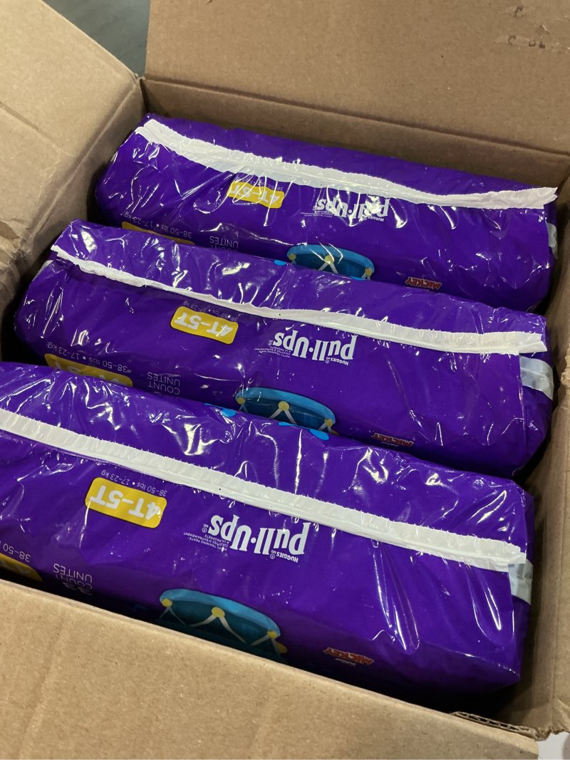 Condition photo showing New/Like New for pull-ups boys' potty training pants, size 4t-5t training underwear (38-50 lbs), 99 count (3 packs of 33), packaging may vary 4t-5t 99