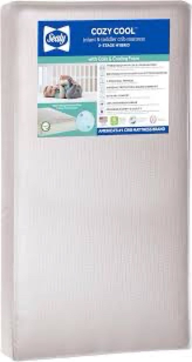 sealy baby cozy cool hybrid breathable crib mattress, greenguard gold certified, made in usa, coolin
